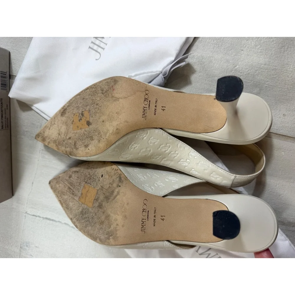 Jimmy Choo Liya 65 Slingback Pumps Ballet Pink Latte Monogram Leather 41